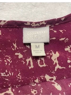 Converse One Star 2000s Sheer Plum Pintuck Blouse Boho Indie Size M thumbnail 5