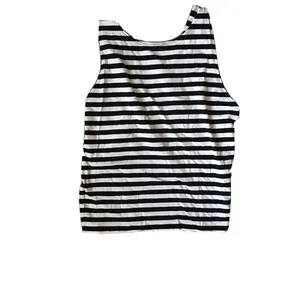Abercrombie And Fitch Black And White Striped Crossback Cropped Tank Size M thumbnail 3