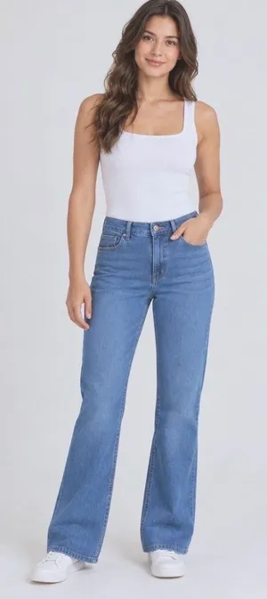 Halara Women's Petite L Flare Leg Jeans Light Wash Stretch Denim Pants thumbnail 1