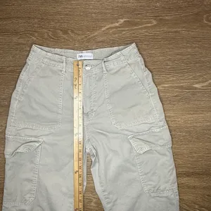 Zara Cargo Pants Womens Size 4 Beige Utility Straight Leg Casual Cotton thumbnail 4