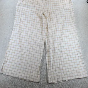 Elevenses Anthropologie Linen Windowpane Wide Leg Crop Pants Beige Womens 16T‎ thumbnail 8