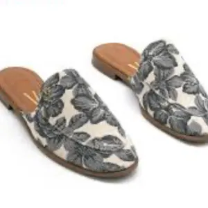 Vince Cream and Blue Floral Mules thumbnail 3