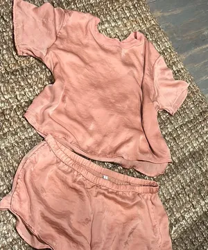 Lively Blush Pink Two Piece Satin Lounge Set Size Small thumbnail 1
