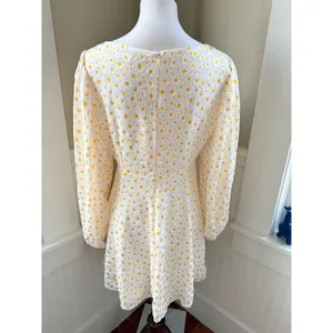 Staud Juniper Daisy Floral Mini Dress Square Neck Balloon Sleeve Size 10 thumbnail 3