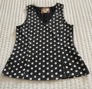 Anthropologie Maeve Polka Dot Black & White Sleeveless Blouse Top Sz M Medium thumbnail 1