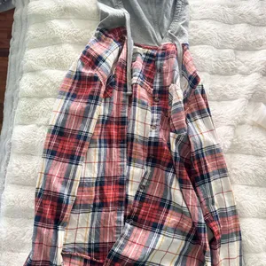 Plaid Button-Up Shirt - Red and White thumbnail 2