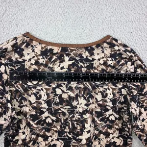 St. John's Bay Floral Cottagecore Top Small Brown‎ Scoop Neck Cotton Earthy Neutral Classic L/S thumbnail 8