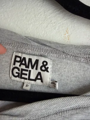 Pam & Gela long sleeve sweatshirt top with back zipper gray size small thumbnail 2