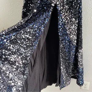 FREE PEOPLE Glitter & Gold Midi Sequined Halter Dress Size L Open Back thumbnail 4