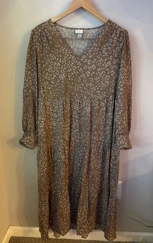 A New Day Leopard Print Tiered Midi Dress XS thumbnail 1