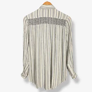 Anthropologie Floreat Norfolk Blouse Striped Long Sleeve Shirring Smocked Sz‎ XS thumbnail 6