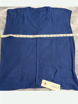 Saodimallsu Blue Knit V-Neck Sweater Vest - Size XL Oversized thumbnail 3