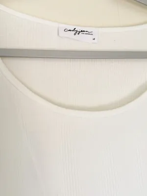 NEW CARLY JEAN LOS ANGELES CJLA Ribbed Long Sleeve Tee Ivory XL thumbnail 2