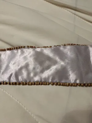 Beaded Tie-Front Waist Belt in White and Brown - New thumbnail 3