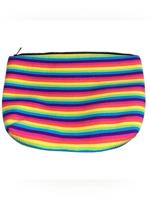 Brush Crush Rainbow Striped Makeup Cosmetic Travel Bag thumbnail 3