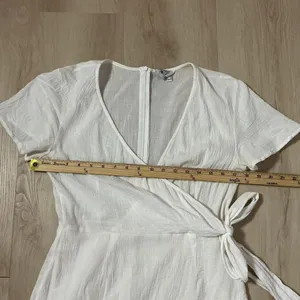 Princess Polly White Textured Wrap Mini Dress Ruffle Tie‎ Waist Fairycore thumbnail 4