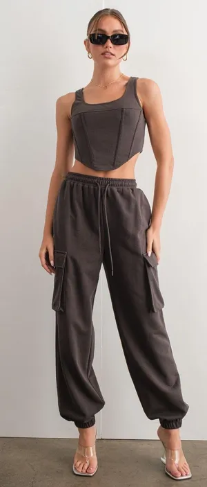 Isabelle’s Cabinet Pretty Garbage Cropped Corset & Jogger Set thumbnail 1
