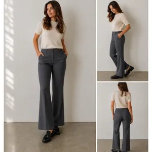 American Giant Pants Womens Size 4 Gray Ponte Kick Flare Stretch Pull On Casual thumbnail 2