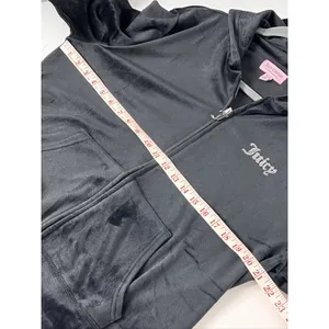 Juicy Couture Velour Rhinestone Zip Up Hoodie Women's XXL Black Y2K thumbnail 8