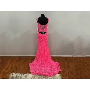Sherri Hill 56033 Corset Back Off the Shoulder Gown Bright Pink Sz 12 NWOT thumbnail 5