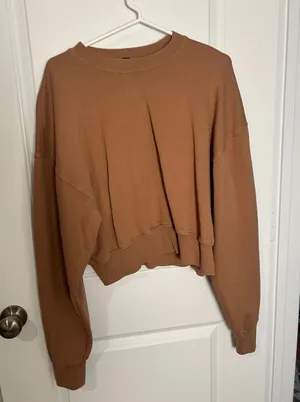 SKIMS Cropped Boxy Crewneck Sweatshirt in Brown thumbnail 1