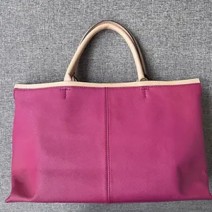 Tommy Hilfiger Leather Purse Magenta Cranberry Tan Double Handle Bag thumbnail 5