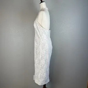 Dress The Population Cassie Halter Midi Dress Size XL White Floral‎ Lace Sequin thumbnail 3
