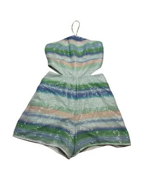 🩵✨ Hutch Sequin Watercolor Cutout‎ Halter Romper Size 8 ✨🩵 thumbnail 2
