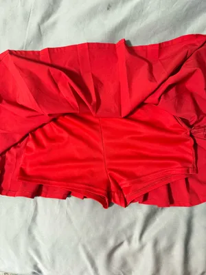 Red pleated mini skirt thumbnail 4