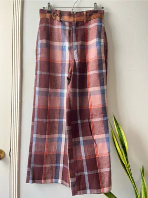 UO• High Rise Wide Leg Plaid Abby Brushed Flannel Grandpa Trousers• Sz 2 thumbnail 2