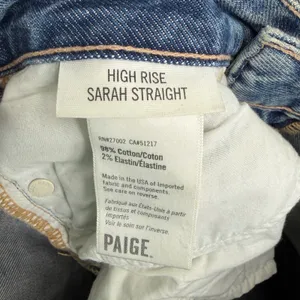 Paige Sarah Straight Jeans 24 High‎ Rise Blue Denim Made in USA thumbnail 5