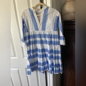 NWT Bindu Glenda Blue‎ White Dress thumbnail 2