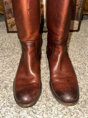 FRYE Molly Button Tall Brown Leather Riding Boots thumbnail 3