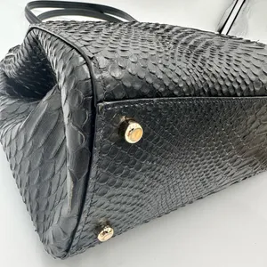 Coach Stanton Carryall handbag in stamped snakeskin leather Dark blue thumbnail 7