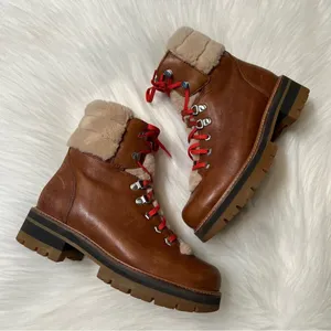Clarks Orianna Hiker Boots Brown Leather Fur Trim Women’s size 7 thumbnail 10