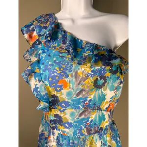 Tahari ASL Keeli Floral One Shoulder Ruffle‎ Midi Dress Size 6 NWT Wedding Guest thumbnail 3