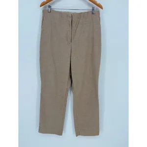 LOFT Trousers Womens‎ 14 Brown High Waist Elastic Back Ankle Pants Herringbone thumbnail 3