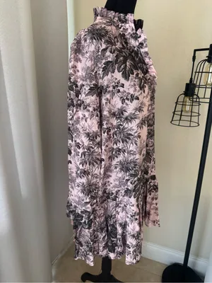 Tuckernuck Pink Toile Print Ruffle Collar Mini Dress Size M Cottagecore thumbnail 9