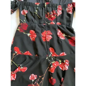 White Fox Black Red Floral Rose Off Shoulder Mini Dress Bustier‎ Large L thumbnail 11