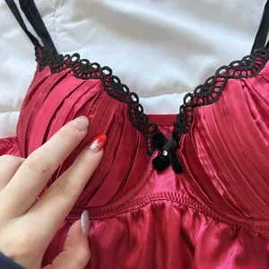 Womens Size Small Red Black‎ Nightie Lingerie Babydoll Grunge Vampire Valentines thumbnail 5