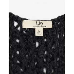 YA Los Angeles Black Shaggy Open Knit Sweater Tunic Top/Dress Boho Festival Goth Grunge Sz L thumbnail 5