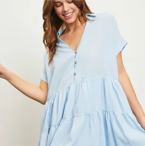 Mustard Seed Sky Blue Shirt Dress thumbnail 1