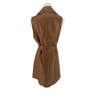 Alice +‎ Olivia NWT Rozlynn Camel Vegan Leather Belted Vest Mini Dress XS thumbnail 12