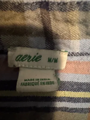 Aerie Plaid Button-Up Shirt – Light Blue/Orange/Gray – Size M thumbnail 4