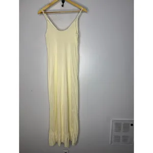 Lorraine butter yellow nylon maxi slip dress‎ size 36 thumbnail 2