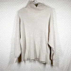 Free‎ People Cream Ribbed Softly Structured Tunic Sweater thumbnail 2