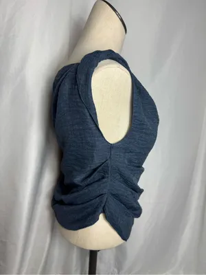 Women's Navy Blue Asymmetric Draped blouse with palazzo pant -2 piece set NWOT thumbnail 7