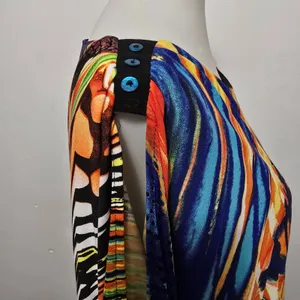 Bali M Multicolor Abstract Cold Shoulder Split Sleeve Top Lagenlook Avante Garde thumbnail 6