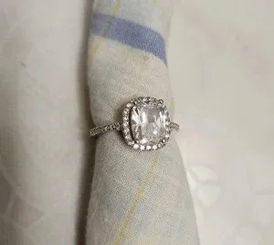Cushion 3Ct Diamond square 925 logo silver ring engagement bridal 4 5 6 7 8 9 10 thumbnail 6
