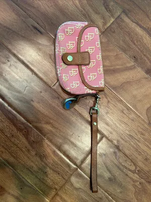 Dooney & Bourke Vintage Mini Pink Monogram Flap Wristlet thumbnail 2